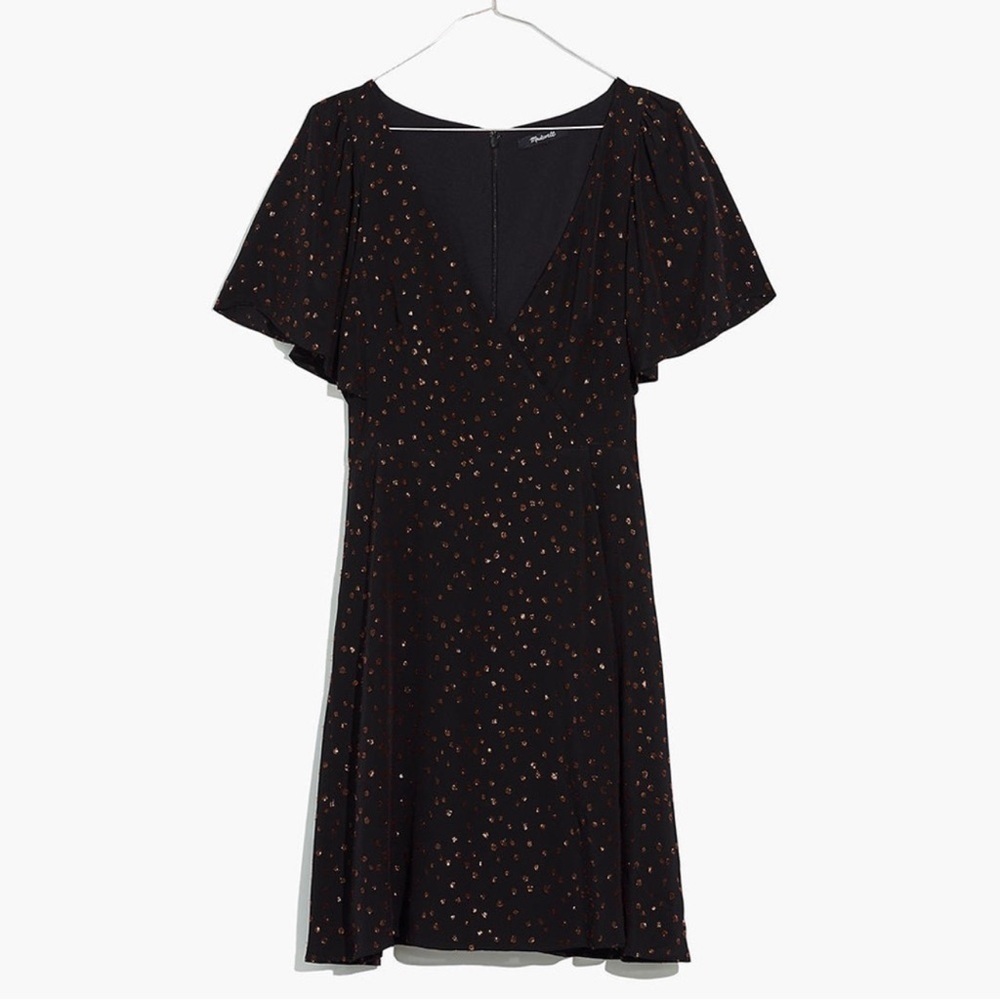 Madewell cape sleeve mini dress in metallic dot